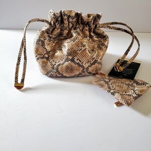PurseN New Elegant Snakeskin Drawstring Bag And Small Bag